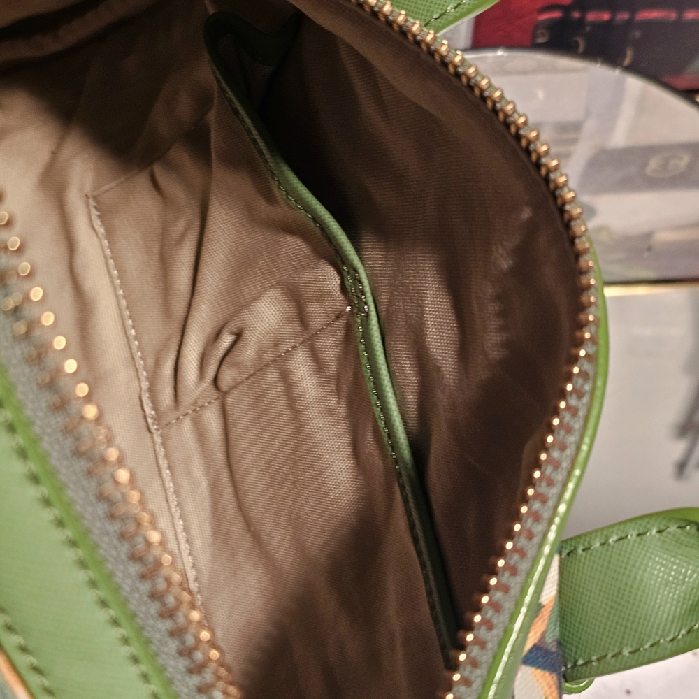 Tory Burch Riviera Green Wicker Print Leaf  Patterned Women's Satchel Bag - Picture 6 of 16